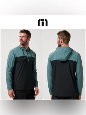 Travis Mathew Quarter Zip Active Lifestyle Meridian Tech Hoodie • Silver Pine XL